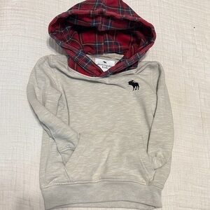 Abercrombie Kids Oatmeal Hoodie with Red Plaid Lining